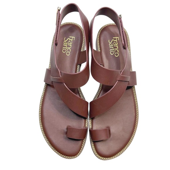 Franco Sarto Shoes - Franco Sarto Brown Leather‎ Gensi Toe Loop Slingback Sandals 8.5M